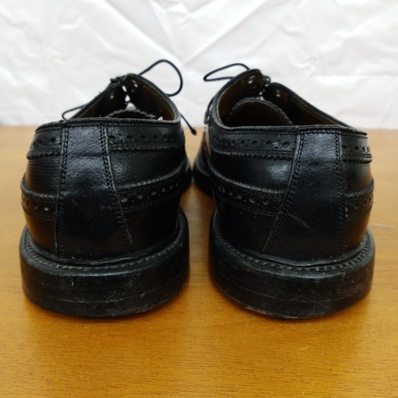 Vintage Florsheim Imperial Wingtip V-Cleat Black Leather Shoes Size 10 D main image 13
